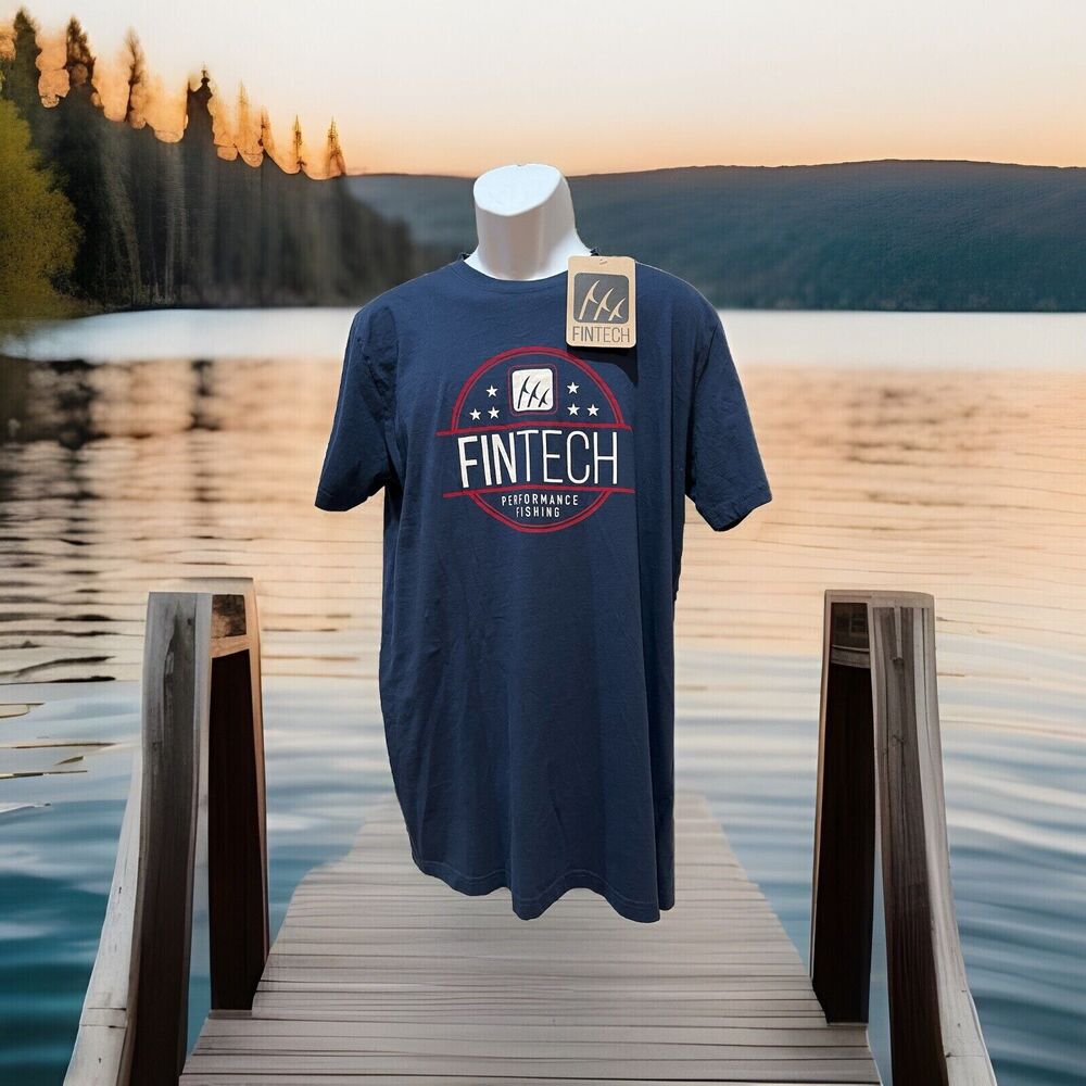 Fintech Performance Fishing Mens T-Shirts Size L Crew Neck Short Sleeve